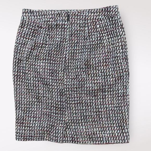 Loft Tweed Short Mini Pencil Skirt Size 00P Red Purple Multicolor Boho Fall - Picture 5 of 7